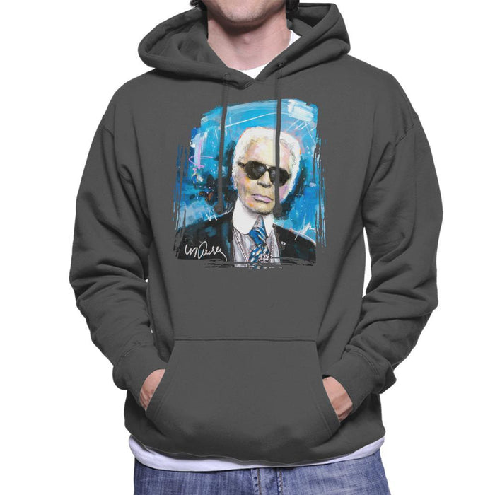 Sidney Maurer Original Portrait Of Karl Lagerfeld Mens Hooded Sweatshirt - Mens Hooded Sweatshirt