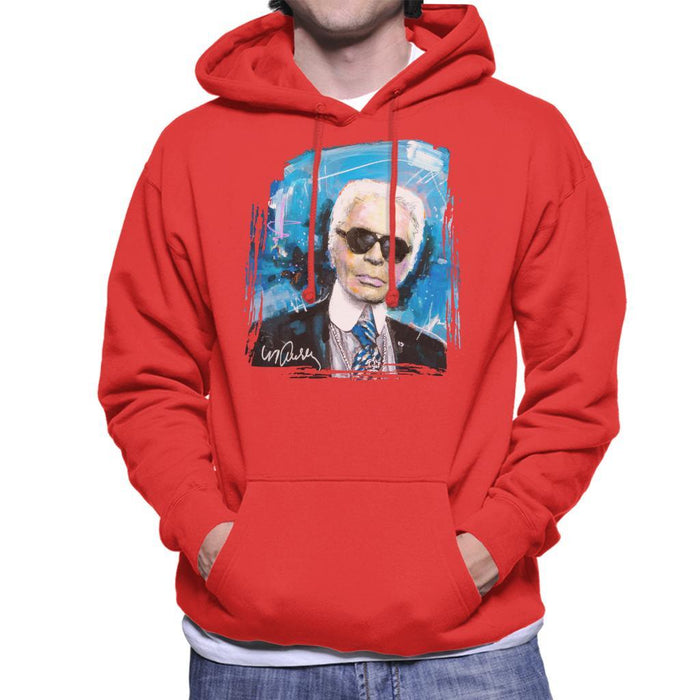 Sidney Maurer Original Portrait Of Karl Lagerfeld Mens Hooded Sweatshirt - Mens Hooded Sweatshirt