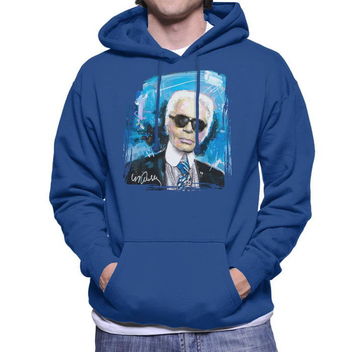 Sidney Maurer Original Portrait Of Karl Lagerfeld Mens Hooded Sweatshirt - Mens Hooded Sweatshirt