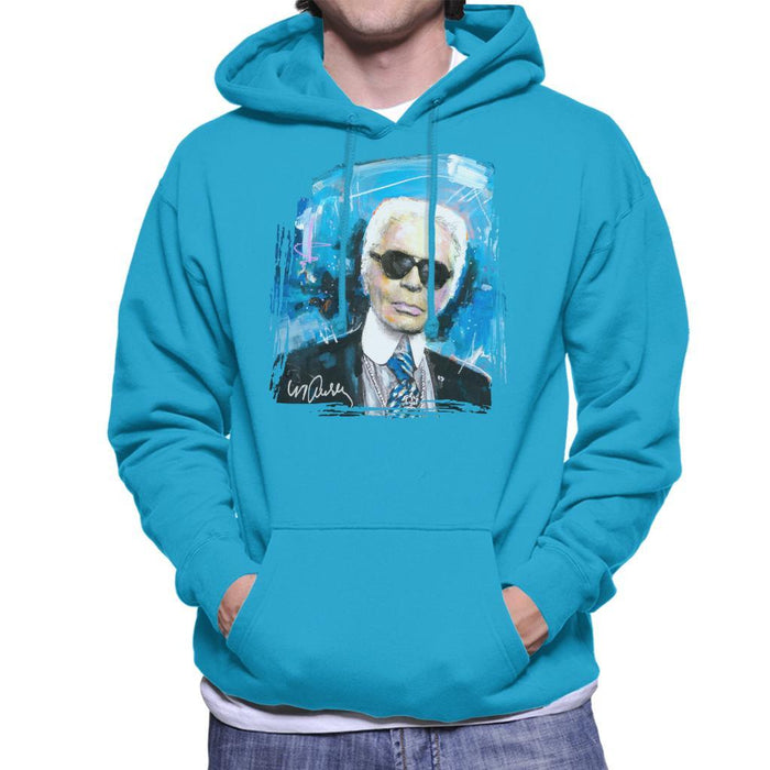 Sidney Maurer Original Portrait Of Karl Lagerfeld Mens Hooded Sweatshirt - Mens Hooded Sweatshirt