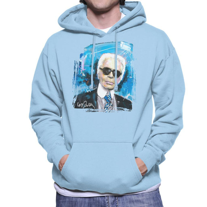 Sidney Maurer Original Portrait Of Karl Lagerfeld Mens Hooded Sweatshirt - Mens Hooded Sweatshirt