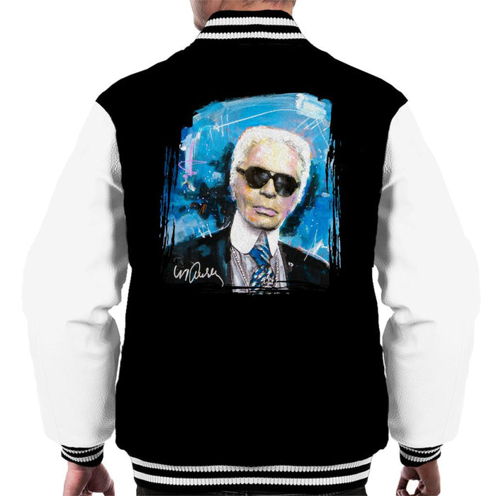 Sidney Maurer Original Portrait Of Karl Lagerfeld Mens Varsity Jacket - Mens Varsity Jacket