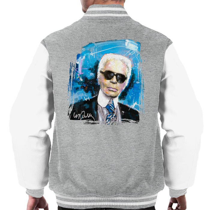 Sidney Maurer Original Portrait Of Karl Lagerfeld Mens Varsity Jacket - Mens Varsity Jacket