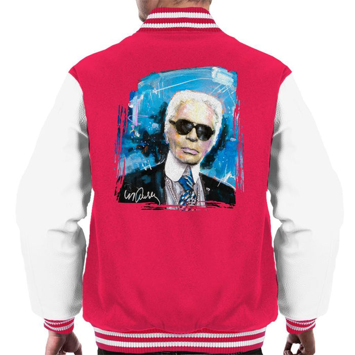 Sidney Maurer Original Portrait Of Karl Lagerfeld Mens Varsity Jacket - Mens Varsity Jacket