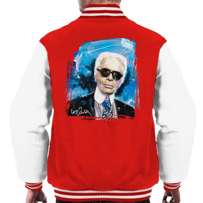 Sidney Maurer Original Portrait Of Karl Lagerfeld Mens Varsity Jacket - Mens Varsity Jacket