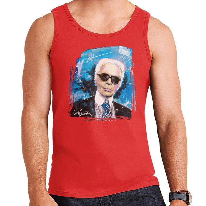 Sidney Maurer Original Portrait Of Karl Lagerfeld Mens Vest - Small / Red - Mens Vest