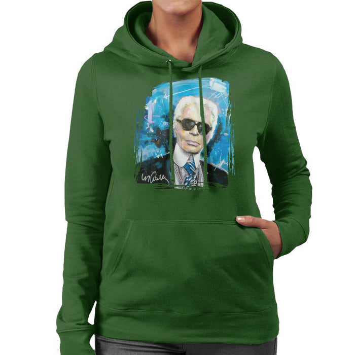 Sidney Maurer Original Portrait Of Karl Lagerfeld Womens Hooded Sweatshirt - Womens Hooded Sweatshirt