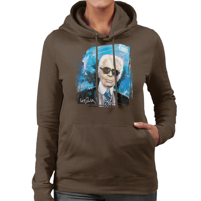 Sidney Maurer Original Portrait Of Karl Lagerfeld Womens Hooded Sweatshirt - Womens Hooded Sweatshirt