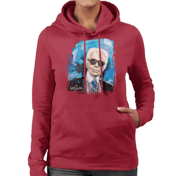 Sidney Maurer Original Portrait Of Karl Lagerfeld Womens Hooded Sweatshirt - Womens Hooded Sweatshirt
