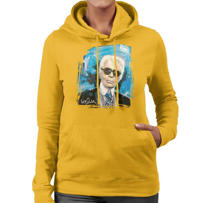 Sidney Maurer Original Portrait Of Karl Lagerfeld Womens Hooded Sweatshirt - Womens Hooded Sweatshirt