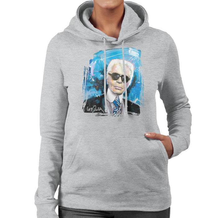 Sidney Maurer Original Portrait Of Karl Lagerfeld Womens Hooded Sweatshirt - Womens Hooded Sweatshirt
