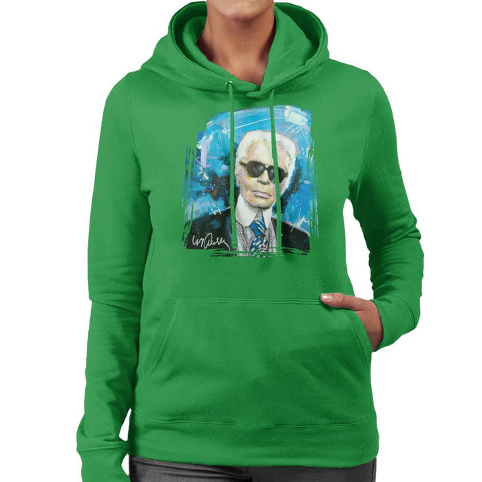 Sidney Maurer Original Portrait Of Karl Lagerfeld Womens Hooded Sweatshirt - Womens Hooded Sweatshirt