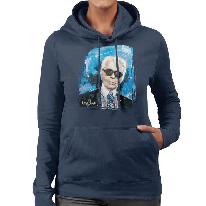 Sidney Maurer Original Portrait Of Karl Lagerfeld Womens Hooded Sweatshirt - Womens Hooded Sweatshirt