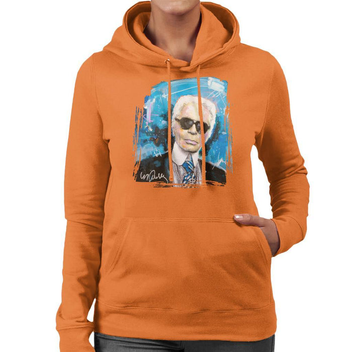 Sidney Maurer Original Portrait Of Karl Lagerfeld Womens Hooded Sweatshirt - Womens Hooded Sweatshirt