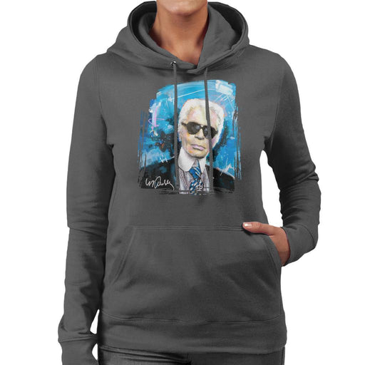 Sidney Maurer Original Portrait Of Karl Lagerfeld Womens Hooded Sweatshirt - Womens Hooded Sweatshirt