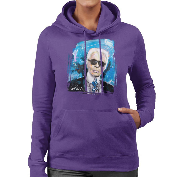 Sidney Maurer Original Portrait Of Karl Lagerfeld Womens Hooded Sweatshirt - Womens Hooded Sweatshirt