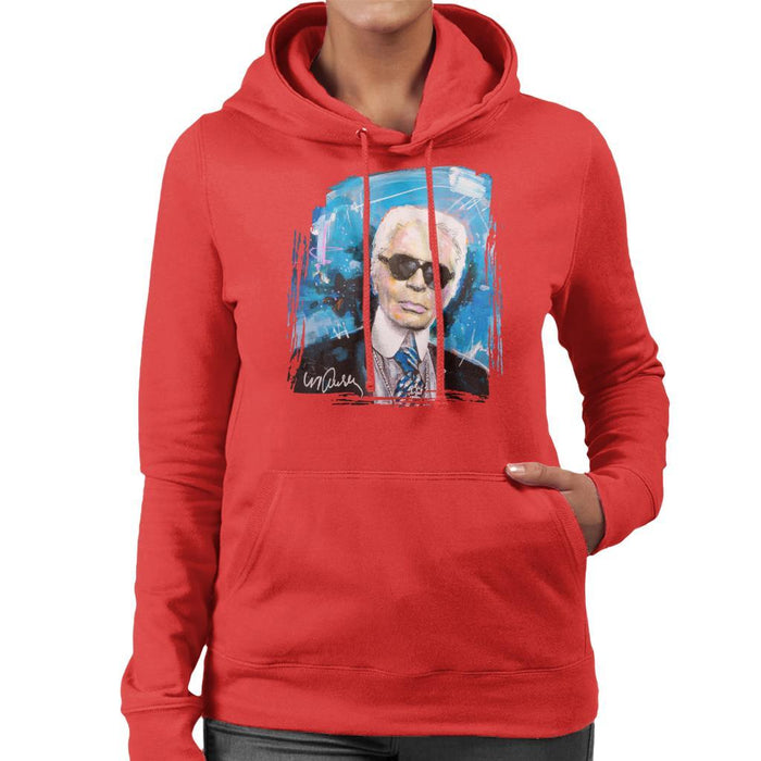 Sidney Maurer Original Portrait Of Karl Lagerfeld Womens Hooded Sweatshirt - Womens Hooded Sweatshirt