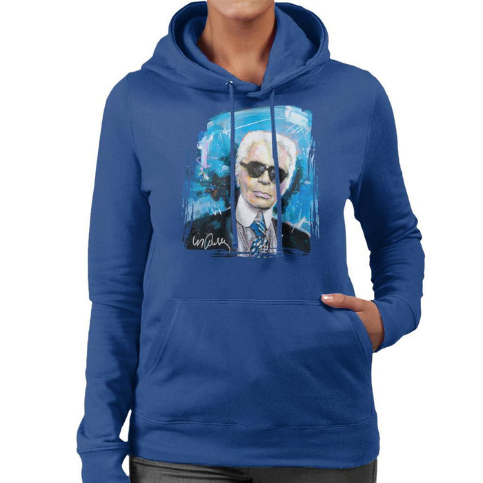 Sidney Maurer Original Portrait Of Karl Lagerfeld Womens Hooded Sweatshirt - Womens Hooded Sweatshirt