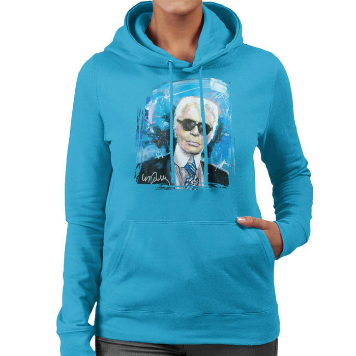 Sidney Maurer Original Portrait Of Karl Lagerfeld Womens Hooded Sweatshirt - Womens Hooded Sweatshirt
