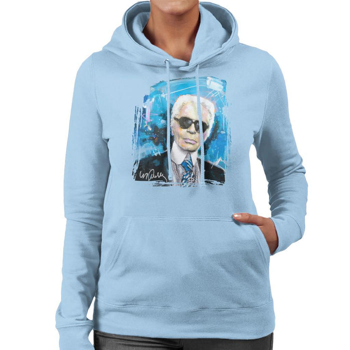 Sidney Maurer Original Portrait Of Karl Lagerfeld Womens Hooded Sweatshirt - Womens Hooded Sweatshirt