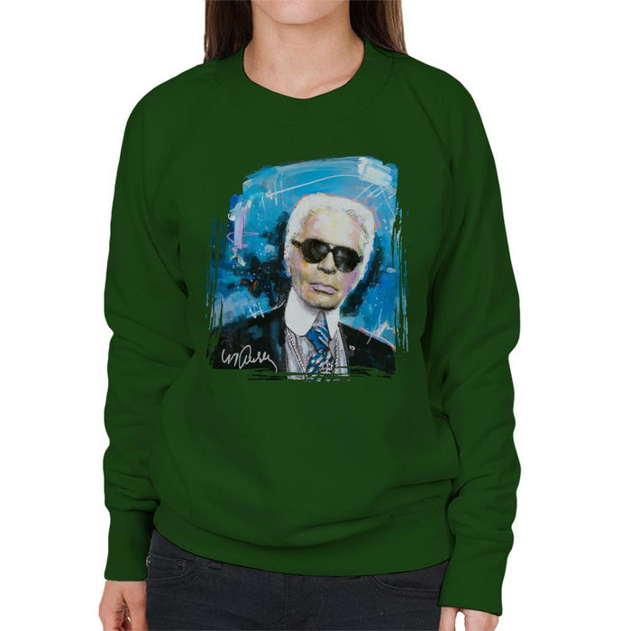 Sidney Maurer Original Portrait Of Karl Lagerfeld Womens Sweatshirt - Womens Sweatshirt