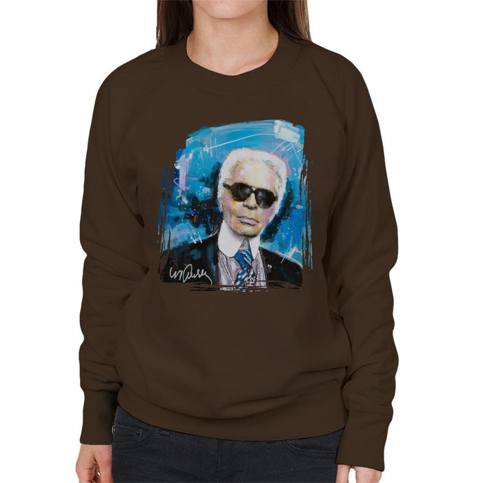 Sidney Maurer Original Portrait Of Karl Lagerfeld Womens Sweatshirt - Womens Sweatshirt