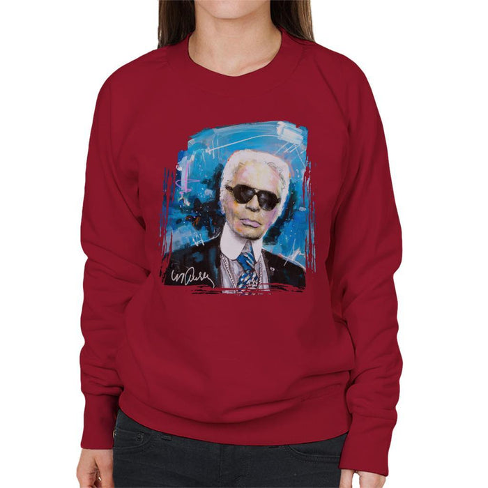Sidney Maurer Original Portrait Of Karl Lagerfeld Womens Sweatshirt - Womens Sweatshirt