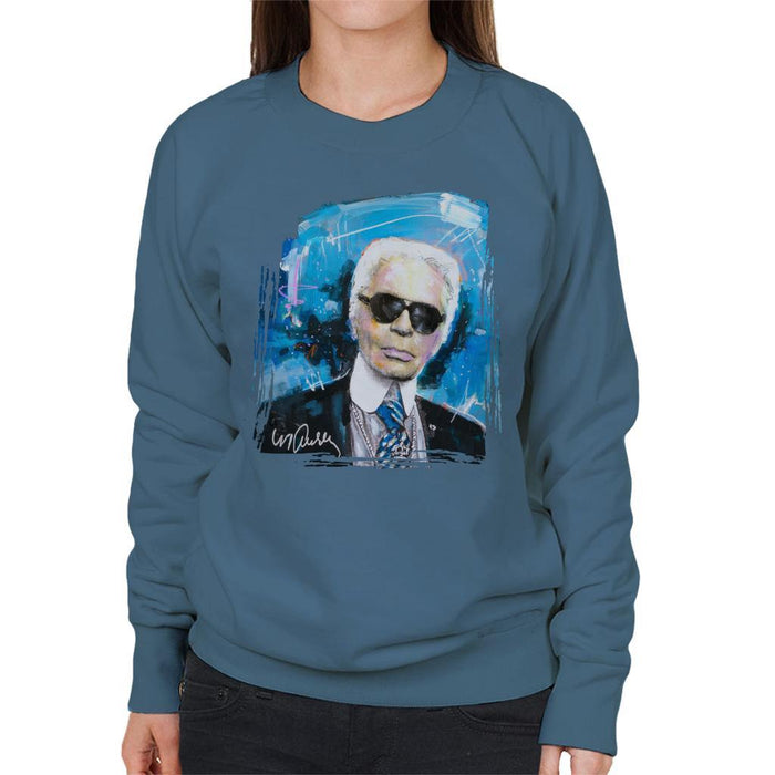 Sidney Maurer Original Portrait Of Karl Lagerfeld Womens Sweatshirt - Womens Sweatshirt