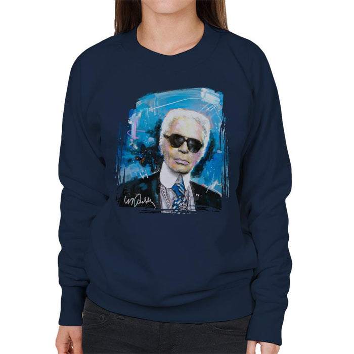 Sidney Maurer Original Portrait Of Karl Lagerfeld Womens Sweatshirt - Womens Sweatshirt