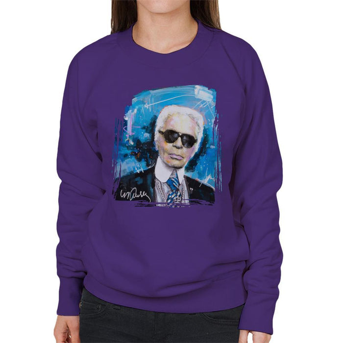 Sidney Maurer Original Portrait Of Karl Lagerfeld Womens Sweatshirt - Womens Sweatshirt