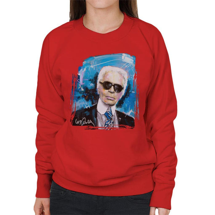 Sidney Maurer Original Portrait Of Karl Lagerfeld Womens Sweatshirt - Womens Sweatshirt