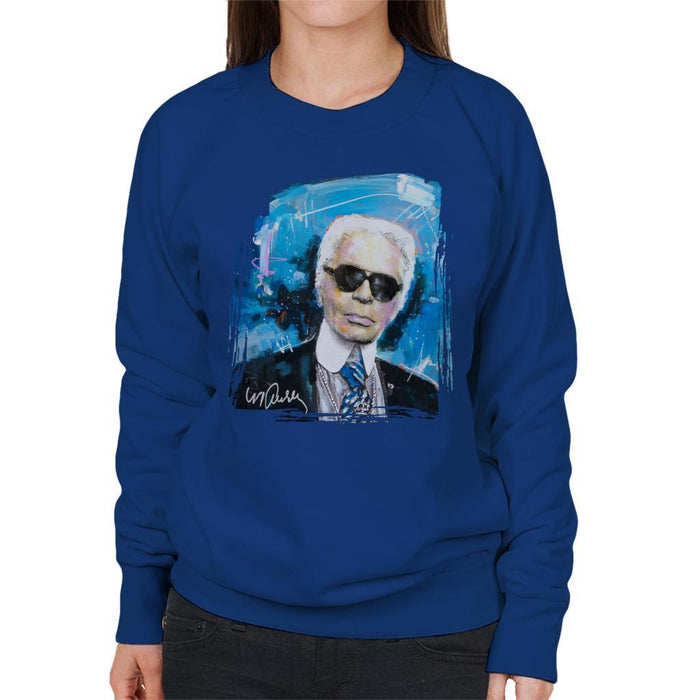 Sidney Maurer Original Portrait Of Karl Lagerfeld Womens Sweatshirt - Womens Sweatshirt