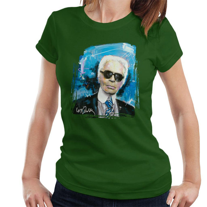 Sidney Maurer Original Portrait Of Karl Lagerfeld Womens T-Shirt - Womens T-Shirt