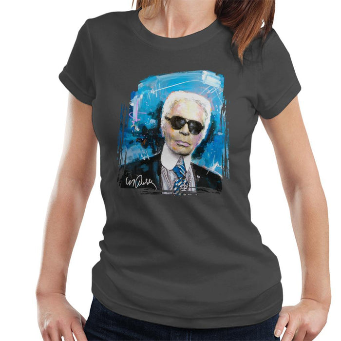 Sidney Maurer Original Portrait Of Karl Lagerfeld Womens T-Shirt - Womens T-Shirt