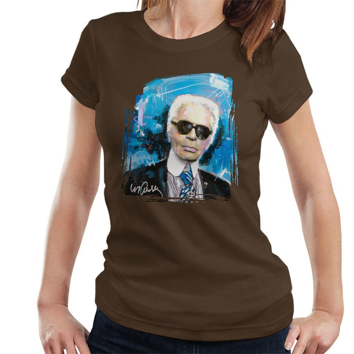 Sidney Maurer Original Portrait Of Karl Lagerfeld Womens T-Shirt - Womens T-Shirt
