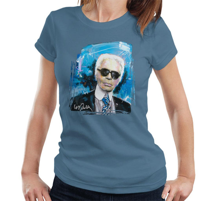 Sidney Maurer Original Portrait Of Karl Lagerfeld Womens T-Shirt - Womens T-Shirt