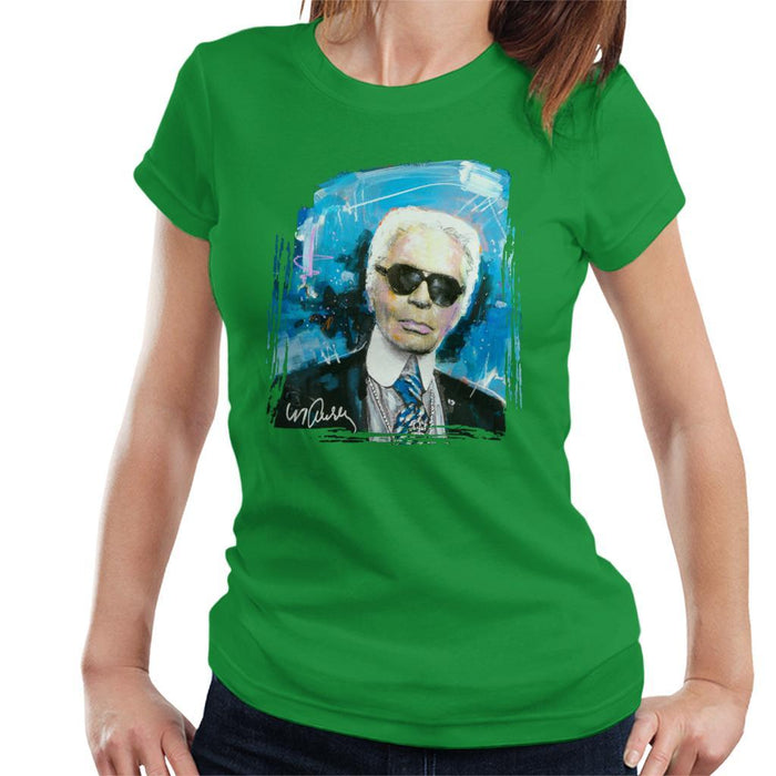 Sidney Maurer Original Portrait Of Karl Lagerfeld Womens T-Shirt - Womens T-Shirt