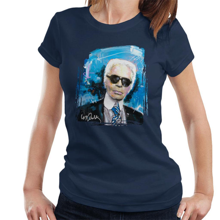 Sidney Maurer Original Portrait Of Karl Lagerfeld Womens T-Shirt - Womens T-Shirt