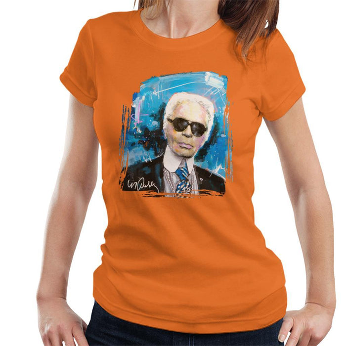 Sidney Maurer Original Portrait Of Karl Lagerfeld Womens T-Shirt - Womens T-Shirt