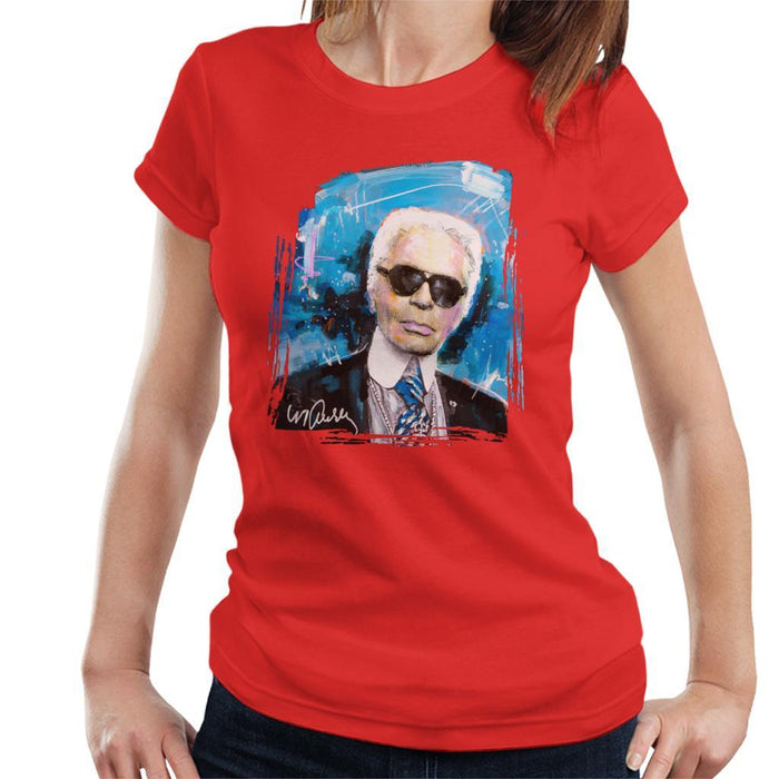 Sidney Maurer Original Portrait Of Karl Lagerfeld Womens T-Shirt - Womens T-Shirt