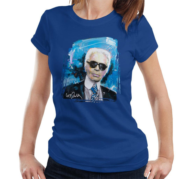 Sidney Maurer Original Portrait Of Karl Lagerfeld Womens T-Shirt - Womens T-Shirt