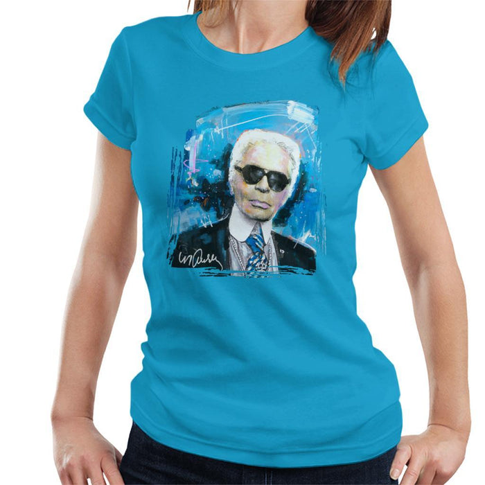 Sidney Maurer Original Portrait Of Karl Lagerfeld Womens T-Shirt - Womens T-Shirt