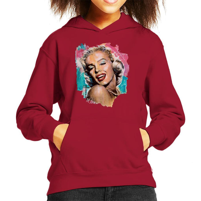 Sidney Maurer Original Portrait Of Marilyn Monroe Lipstick Kids Hooded Sweatshirt - Kids Boys Hooded Sweatshirt