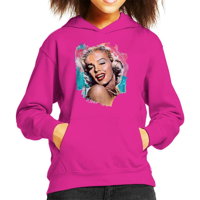 Sidney Maurer Original Portrait Of Marilyn Monroe Lipstick Kids Hooded Sweatshirt - Kids Boys Hooded Sweatshirt