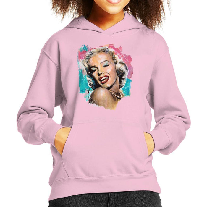 Sidney Maurer Original Portrait Of Marilyn Monroe Lipstick Kids Hooded Sweatshirt - X-Small (3-4 yrs) / Light Pink - Kids Boys Hooded