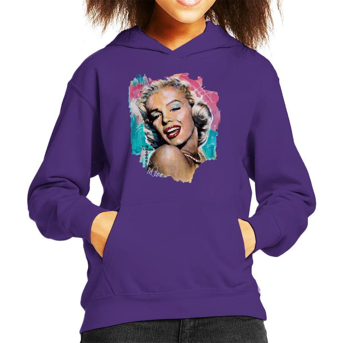 Sidney Maurer Original Portrait Of Marilyn Monroe Lipstick Kids Hooded Sweatshirt - Kids Boys Hooded Sweatshirt