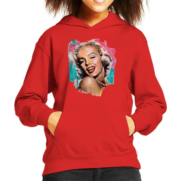 Sidney Maurer Original Portrait Of Marilyn Monroe Lipstick Kids Hooded Sweatshirt - Kids Boys Hooded Sweatshirt