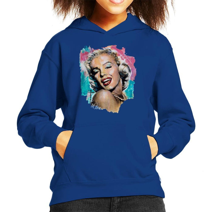 Sidney Maurer Original Portrait Of Marilyn Monroe Lipstick Kids Hooded Sweatshirt - Kids Boys Hooded Sweatshirt