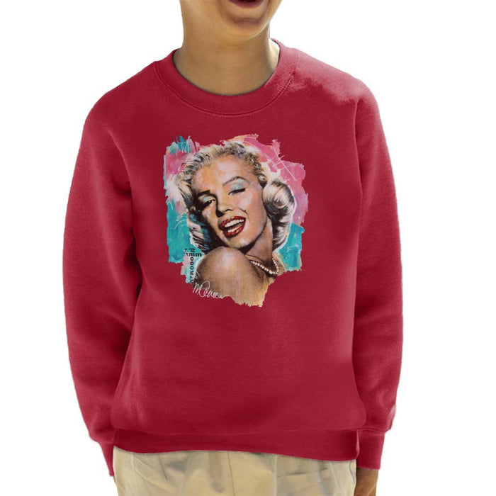 Sidney Maurer Original Portrait Of Marilyn Monroe Lipstick Kids Sweatshirt - Kids Boys Sweatshirt