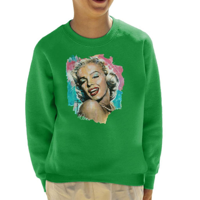 Sidney Maurer Original Portrait Of Marilyn Monroe Lipstick Kids Sweatshirt - Kids Boys Sweatshirt